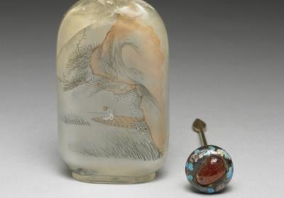 图片[2]-Glass snuff bottle with inside-painted fishing scene.-China Archive